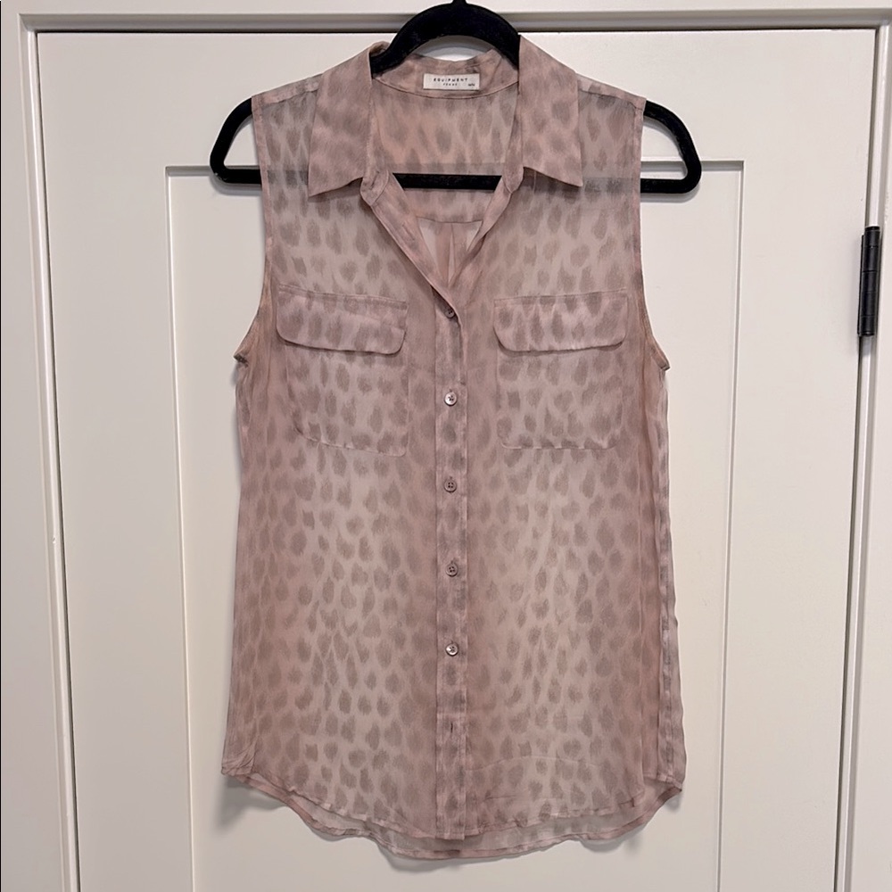 Equipment Sheer Silk Collared Tank